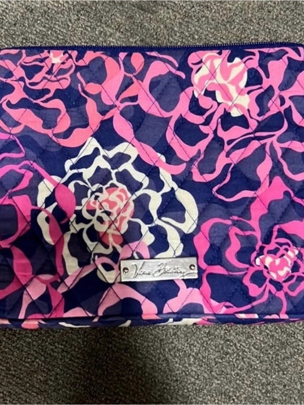 Vera Bradley Quilted Cosmetic Bag - Navy & Pink Floral Ipad mini Kindle case